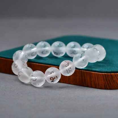 Tibet White Crystal Black Onyx Om Mani Padme Hum Meditation Bracelet - 图片 17