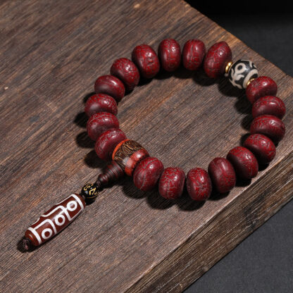 Tibet Bodhi Seed Dzi Bead Dancing Lion Luck Bracelet Wrist Mala - 图片 5