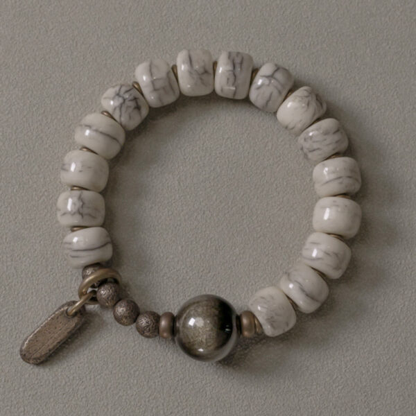 Tibetan Yak Bone Gold Sheen Obsidian Brass Bead Strength Bracelet - 图片 5