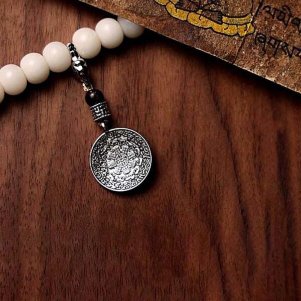 Buddha Stones Tibet 108 Mala Beads Bodhi Seed Bagua Vajra Dzi Bead Gray Agate Wealth Bracelet - 图片 5