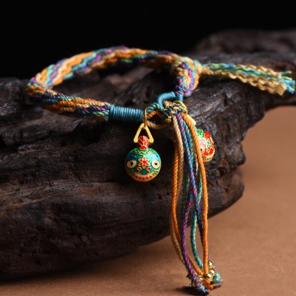 Gold Swallowing Beast Family Luck Reincarnation Knot Braid Colorful String Bracelet - 图片 9
