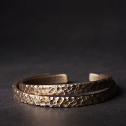 Buddha Stones Simple Design Copper Wealth Cuff Bracelet - 图片 7