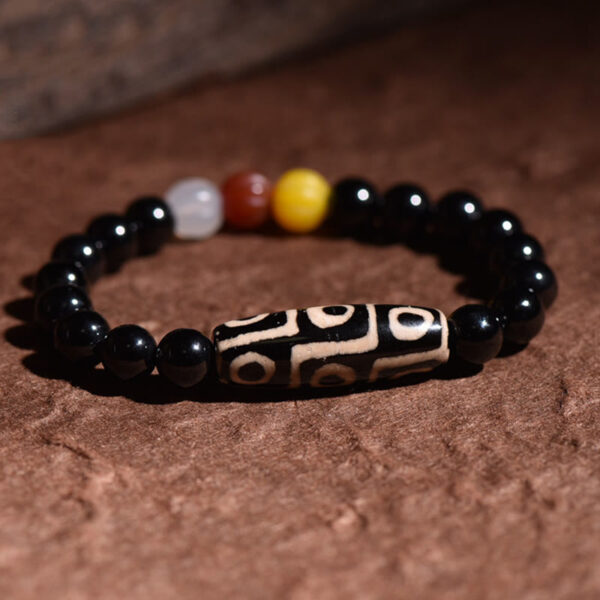 Buddha Stones Tibetan Natural Nine-Eye Dzi Bead Wealth Power Bracelet - 图片 2
