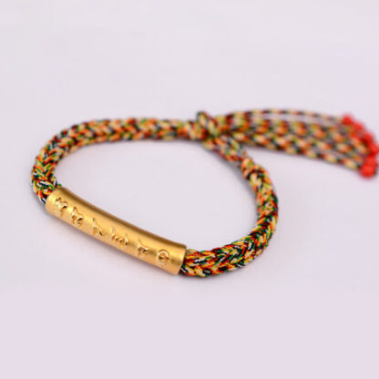 Buddha Stones 999 Sterling Silver Om Mani Padme Hum Protection Strength String Bracelet - 图片 22
