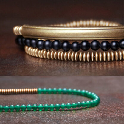 Buddha Stones Tibetan Various Agate Stone Copper Protection Triple Wrap Bracelet - 图片 7