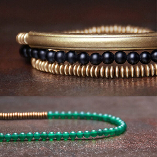 Buddha Stones Tibetan Various Agate Stone Copper Protection Triple Wrap Bracelet - 图片 7