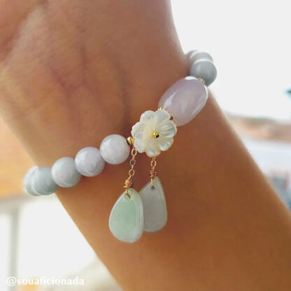 Buddha Stones Natural White Jade Luck Bracelet - 图片 8