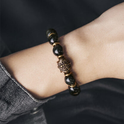 Buddha Stones Rainbow Obsidian Copper Love Healing Bracelet - 图片 10