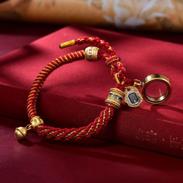 Tibetan Om Mani Padme Hum Carved Zakiram Goddess of Wealth Charm Amulet Bracelet - 图片 16