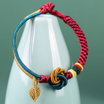 Tibetan Handmade Mandala Knot Leaf Luck Rope Bracelet - 图片 6