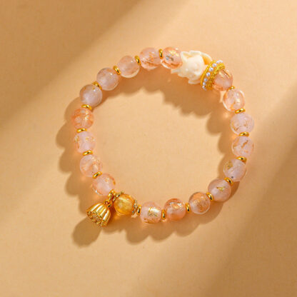 Tibetan Incense Ash Liuli Glass Bead Lucky Nine Tailed Fox Lotus Charm Bracelet - 图片 3