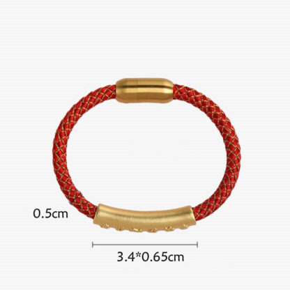 Handmade 999 Sterling Silver Om Mani Padme Hum Protection Dragon Scale Braided Magnetic Buckle Bracelet - 图片 7