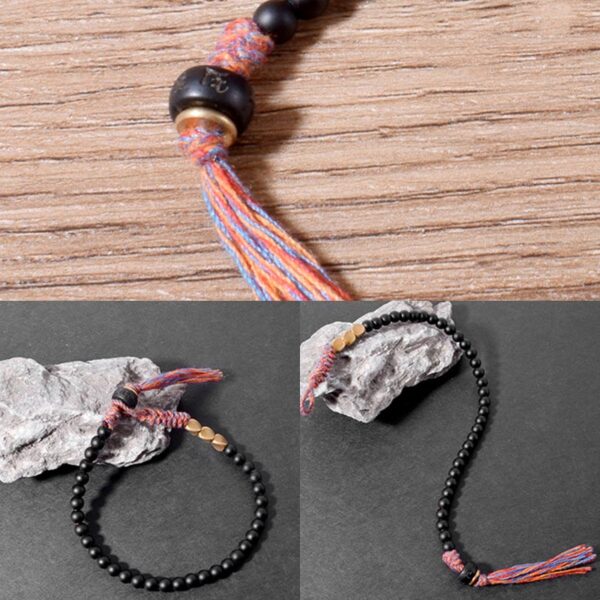 Buddha Stones Handmade Tibetan Black Onyx Tassel Bracelet - 图片 7