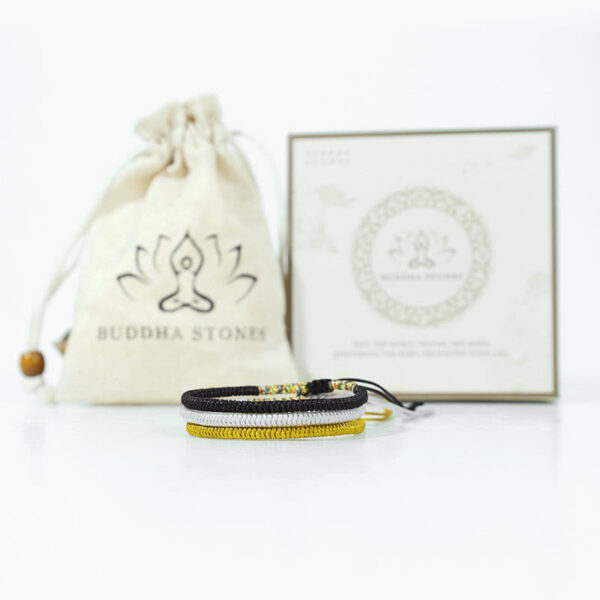 Buddha Stones 3Pcs Tibetan Handmade Multicolor King Kong Knot Amulet Bracelet - 图片 3