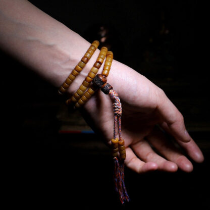 Buddha Stones Tibet 108 Mala Beads Yak Bone Amber Balance Bracelet - 图片 7