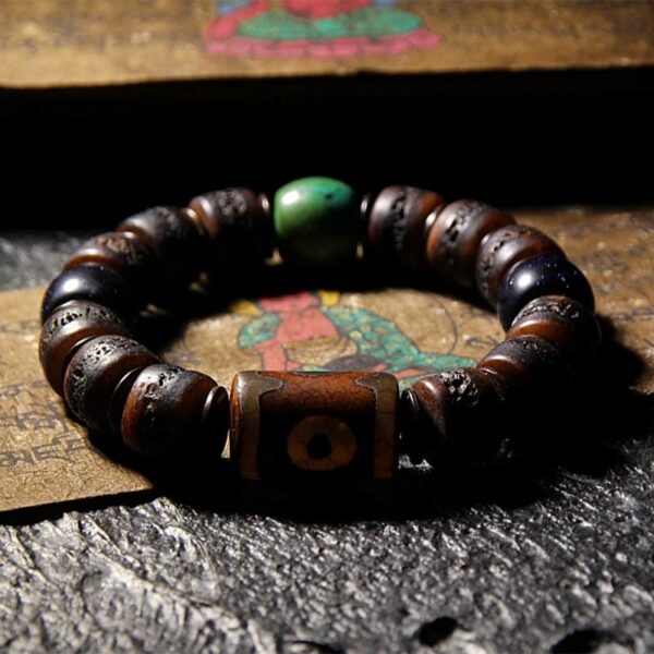 Tibetan Yak Bone Dzi Bead Turquoise Keep Away Evil Spirits Bracelet - 图片 3