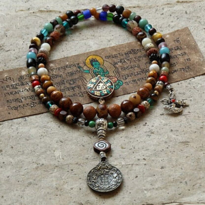 Buddha Stones Tibet 108 Mala Beads Nine Palaces Bagua Bodhi Seed Yak Bone Vajra Harmony Bracelet - 图片 10