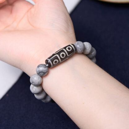 Tibetan Nine-Eye Dzi Bead Picasso Jasper Positive Bracelet - 图片 7