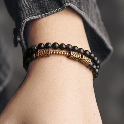 Buddha Stones Rainbow Obsidian Copper Love Double Wrap Bracelet - 图片 10