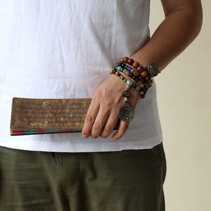 Buddha Stones Tibet 108 Mala Beads Nine Palaces Bagua Bodhi Seed Yak Bone Vajra Harmony Bracelet - 图片 15