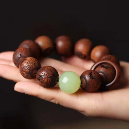 Buddha Stones Tibetan Rosewood Engraving Tiger Protection Bracelet - 图片 3