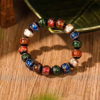 Tibetan Classic Liuli Glass Bead Luck Wealth Bracelet - 图片 4