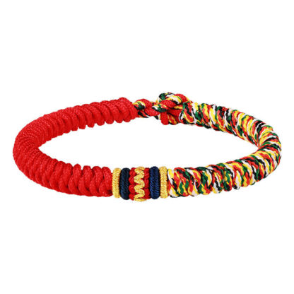 Buddha Stones Tibetan Handmade Multicolored Thread King Kong Knot Strength Braid String Bracelet - 图片 5