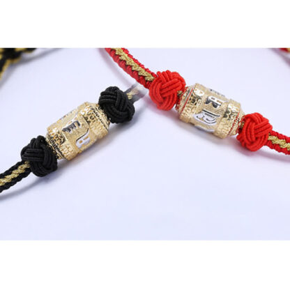 Buddha Stones 925 Sterling Silver Om Mani Padme Hum Prayer Wheel Luck Strength Red String Bracelet - 图片 10