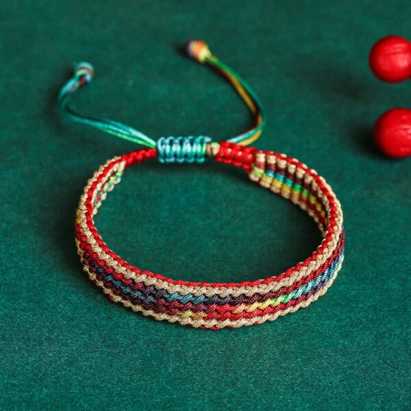 Buddha Stones Tibet Handmade Rainbow Multicolored Protection Braided String Bracelet - 图片 4