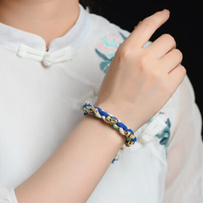 Buddha Stones Tibetan Zakiram Goddess of Wealth Bead Engraved Handmade Luck Bracelet - 图片 16