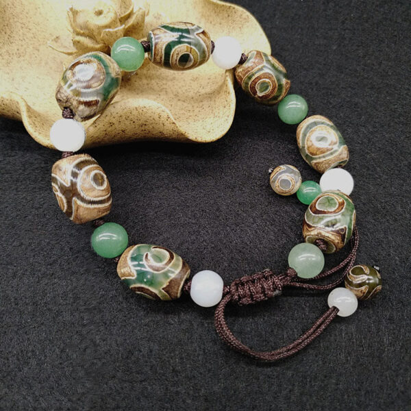 Tibetan Three-eyed Dzi Bead Luck Protection Braided Bracelet - 图片 5