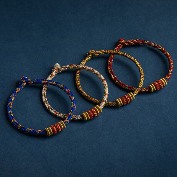 Buddha Stones Tibet Handmade Chinese Zodiac Natal Buddha Luck Strength Braided String Bracelet - 图片 2