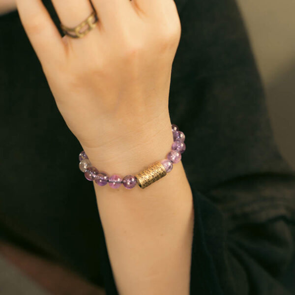 White Crystal Red Hematoid Quartz Gold Rutilated Quartz Purple Phantom Protection Bracelet - 图片 30