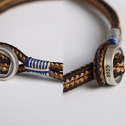 Buddha Stones  925 Sterling Silver Handmade Button Protection Weave String Bracelet - 图片 7