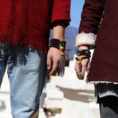 Tibet 108 Mala Beads Purple Bodhi Seed Bagua Vajra Auspiciousness Bracelet - 图片 3