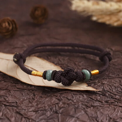 Buddha Stones Red String Jade Luck Fortune Knot Braided String Bracelet - 图片 12