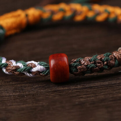 Handmade Tibetan Silver 925 Sterling Silver Zakiram Goddess of Wealth Camel Bone Protection Braided Bracelet - 图片 8