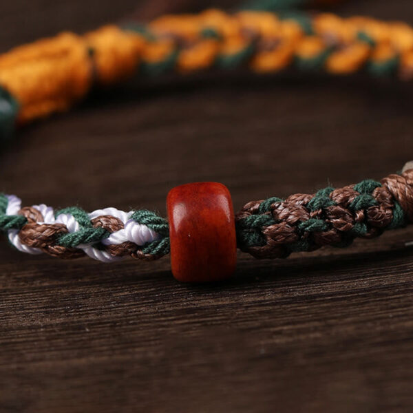 Handmade Tibetan Silver 925 Sterling Silver Zakiram Goddess of Wealth Camel Bone Protection Braided Bracelet - 图片 8