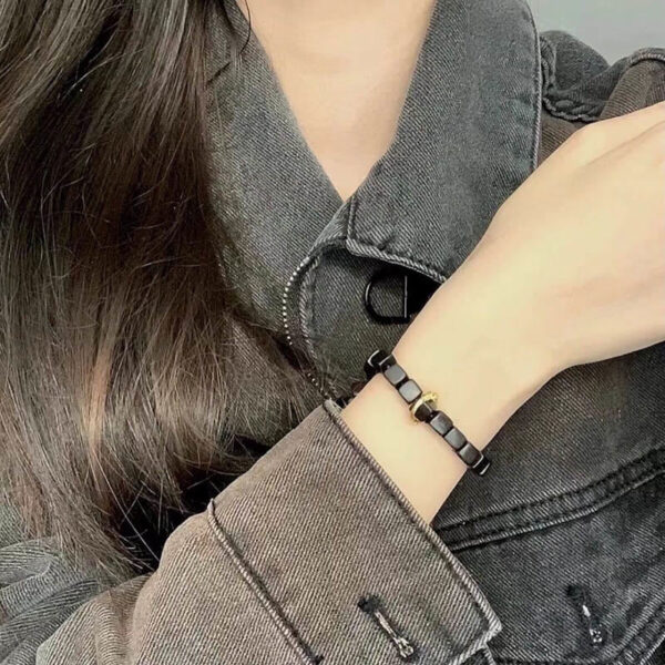 Tibetan Ebony Wood Square Beads Peace Calm Bracelet - 图片 8