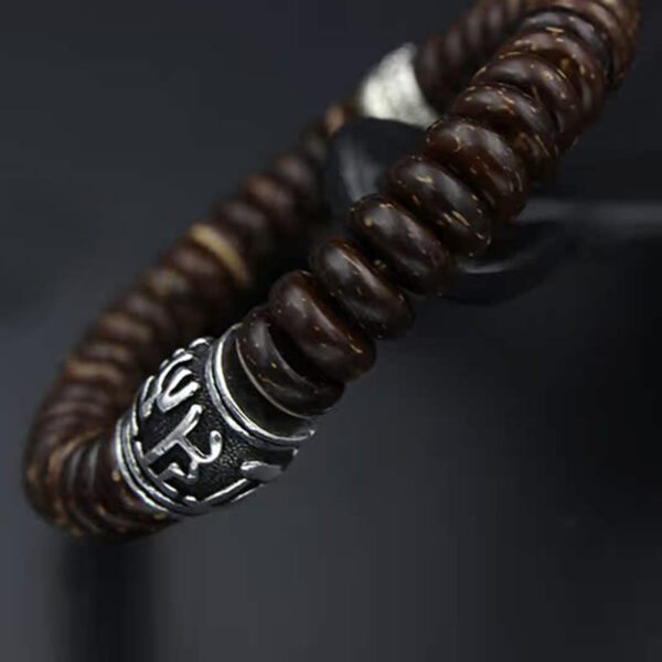 Natural Tibetan Coconut Shell Om Mani Padme Hum Positive Bracelet - 图片 14