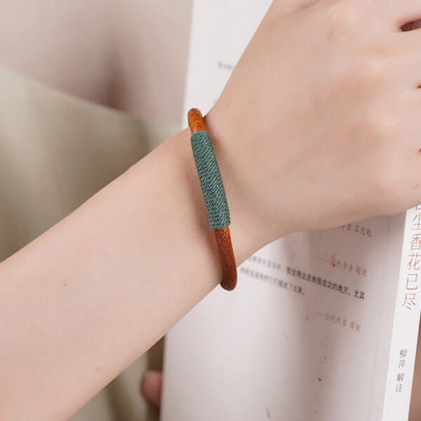 Tibetan Leather Handmade Five Elements Luck Braid String Buckle Bracelet - 图片 6