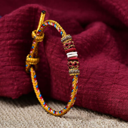 Buddha Stones Handmade Dunhuang Color Luck Braid String Bracelet - 图片 10