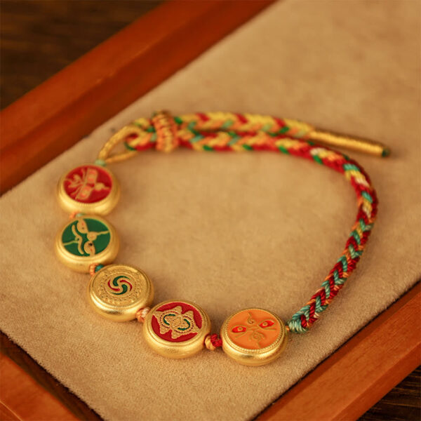 Tibetan Five God Of Wealth Colorful Rope Braided Luck Bracelet - 图片 11