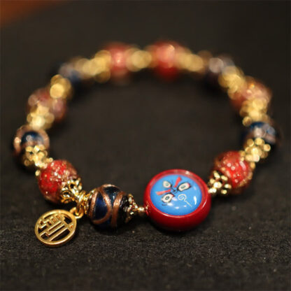 Buddha Stones Tibetan Gold Swallowing Beast Family Five God Of Wealth Thangka Fortune Bead Bracelet - 图片 9