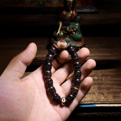 925 Sterling Silver Chinese Zodiac Natal Buddha Handmade Tibet Yak Bone Strength Bracelet - 图片 17