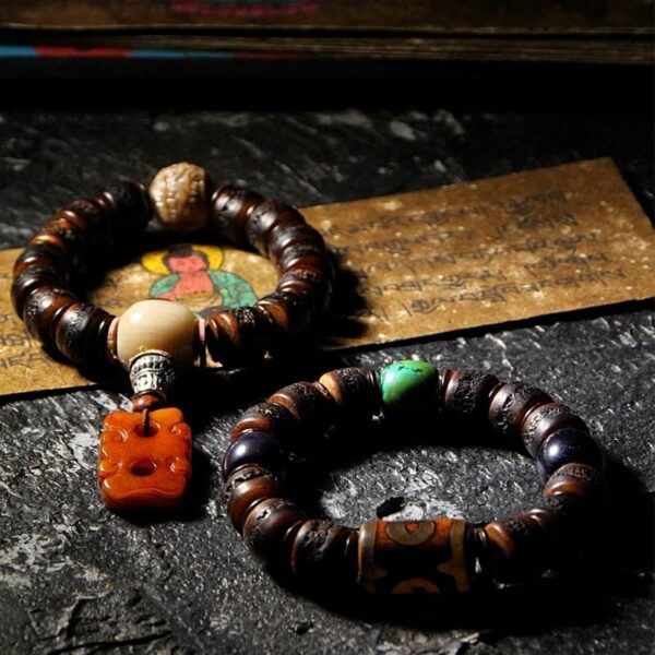 Tibetan Yak Bone Dzi Bead Turquoise Keep Away Evil Spirits Bracelet - 图片 22