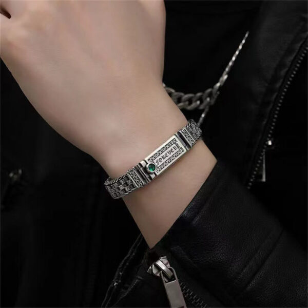 Tibetan Om Mani Padme Hum Tang Dynasty Flower Design Copper Peace Chain Bracelet - 图片 5