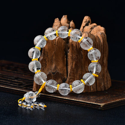 Tibet White Crystal Half Demon Half Buddha Heart Sutra Lotus Healing Bracelet - 图片 3