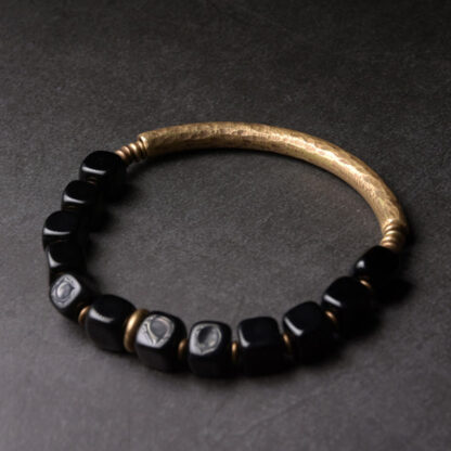 Buddha Stones Black Obsidian Crystal Copper Strength Couple Bracelet - 图片 9