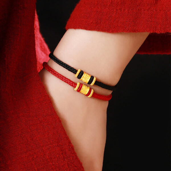 Tibet 999 Gold Om Mani Padme Hum Engraved Protection Lucky Bead Bracelet - 图片 12